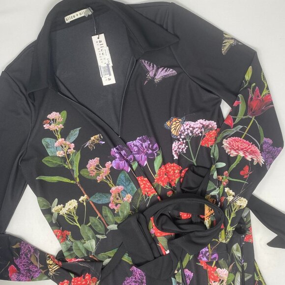 Alice + Olivia Millicent Secret Garden Wrap Mini Dress 8 NWT $440 - Picture 7 of 10